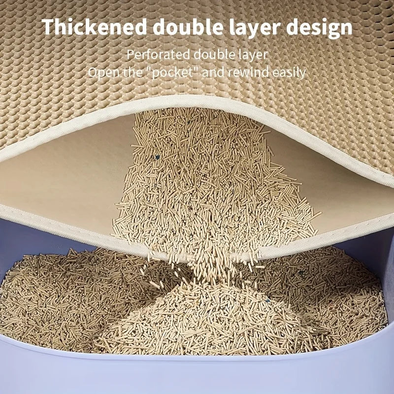 Large Cat Litter Mat | Double-Layer Honeycomb Design, Waterproof & Easy-to-Clean Scatter Control Pad