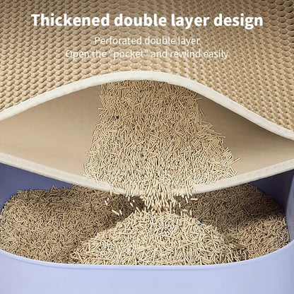 Large Cat Litter Mat | Double-Layer Honeycomb Design, Waterproof & Easy-to-Clean Scatter Control Pad