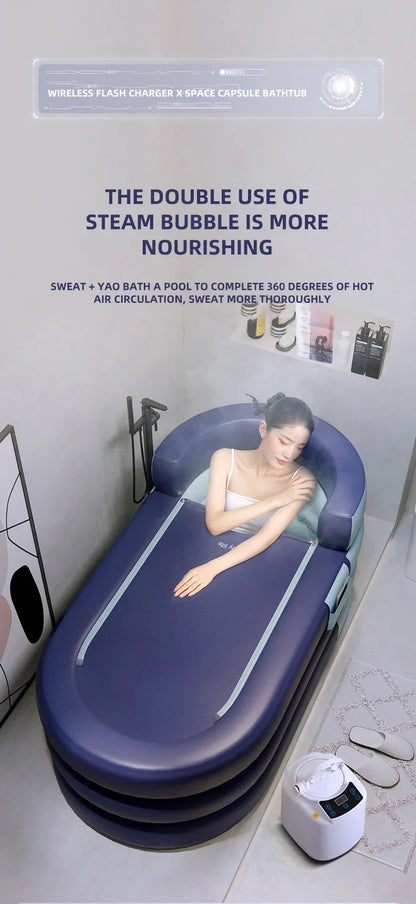 Soaking tub adult heightened PVC folding children's bath household inflatable bathtub adult bathing bucket thickened bathtub