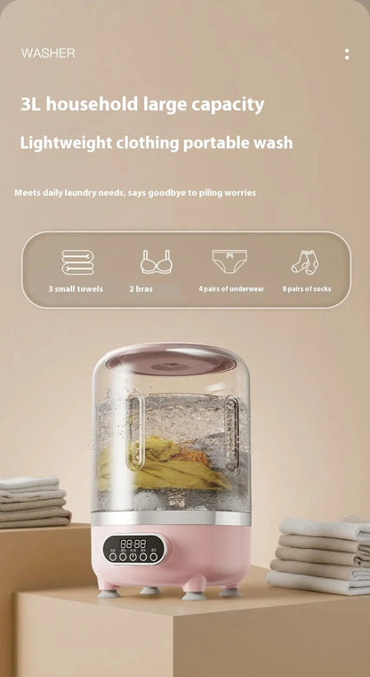 Mini Dual-Tub Washing Machine Portable Washer For Underwear/Socks 3L Capacity Blue Light Sterilization Easy Drain