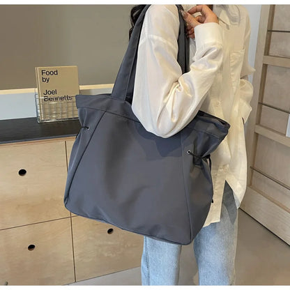 Casual Fashion Large Capacity Tote Bag Simple Travel Bag Women Large Shoulder Bag Aesthetic Handbags Drawstring Tote Handbag
