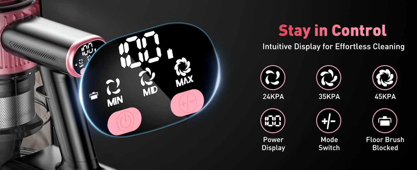 Cordless 10-in-1 Powerful Stick Vacuum Cleaner | 40Kpa 500W Rechargeable Vacuum for Home, Pet Hair & Carpet Cleaning