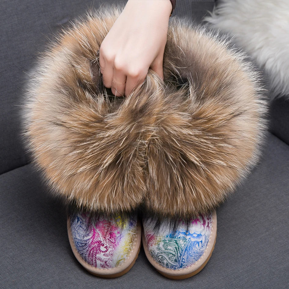 2024 Fur One Fox Hair Snow Boots Women'S Leather Low Short Tube Fashion Cowhide Snow Boots Women'S Short Boots