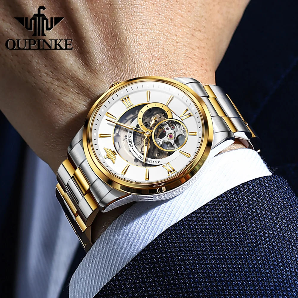 OUPINKE TOP Brand Japanese Imported Automatic Movement Watch for Men Waterproof Timing code Luxury Roman Scale Wristwatches