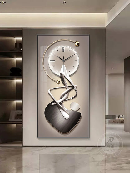 Modern Abstract Wall Clock | Silent Digital Hanging Clock for Living Room, Entrance & Corridor Wall Decoration