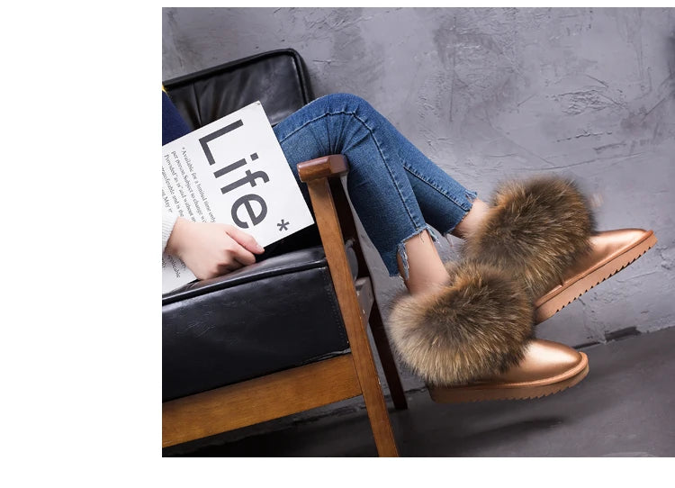 2024 Fur One Fox Hair Snow Boots Women'S Leather Low Short Tube Fashion Cowhide Snow Boots Women'S Short Boots