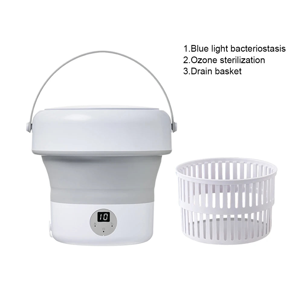 6L/11L Foldable Portable Washing Machine with Spin Dryer | Ultrasonic Mini Washer for Clothes, Underwear & Travel Use