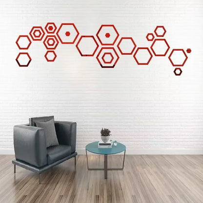24Pcs Hexagon 3D Mirror Wall Stickers | Self-Adhesive Waterproof Honeycomb Design for Bedroom & Home Decoration