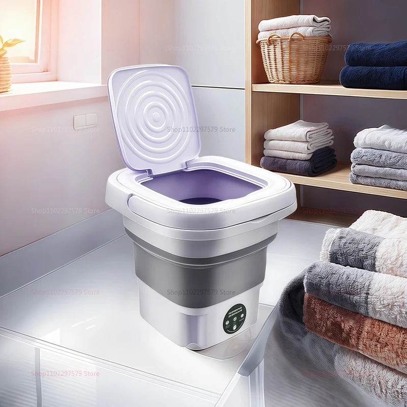 8L Portable Folding Washing Machine | Compact Travel Laundry Bucket for Clothes, Socks & Underwear – Home & Camping Washer