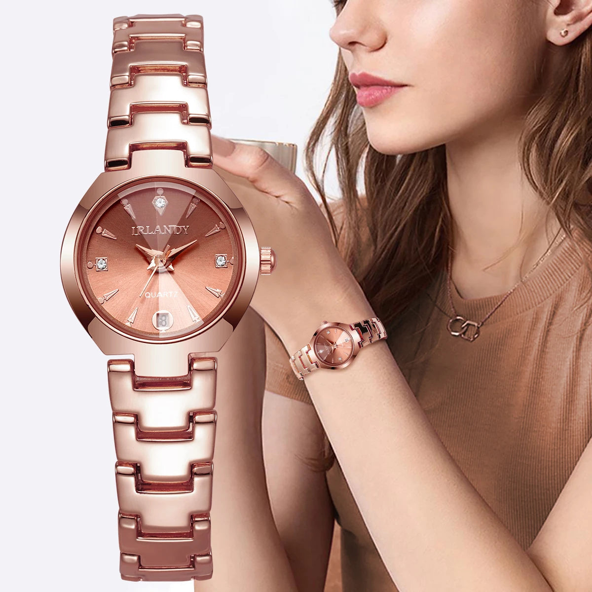 Luxury Women Watches Fashion Small Dial Quartz Watch Ladies Calendar Wristwatches Reloj Mujer（Without Box）