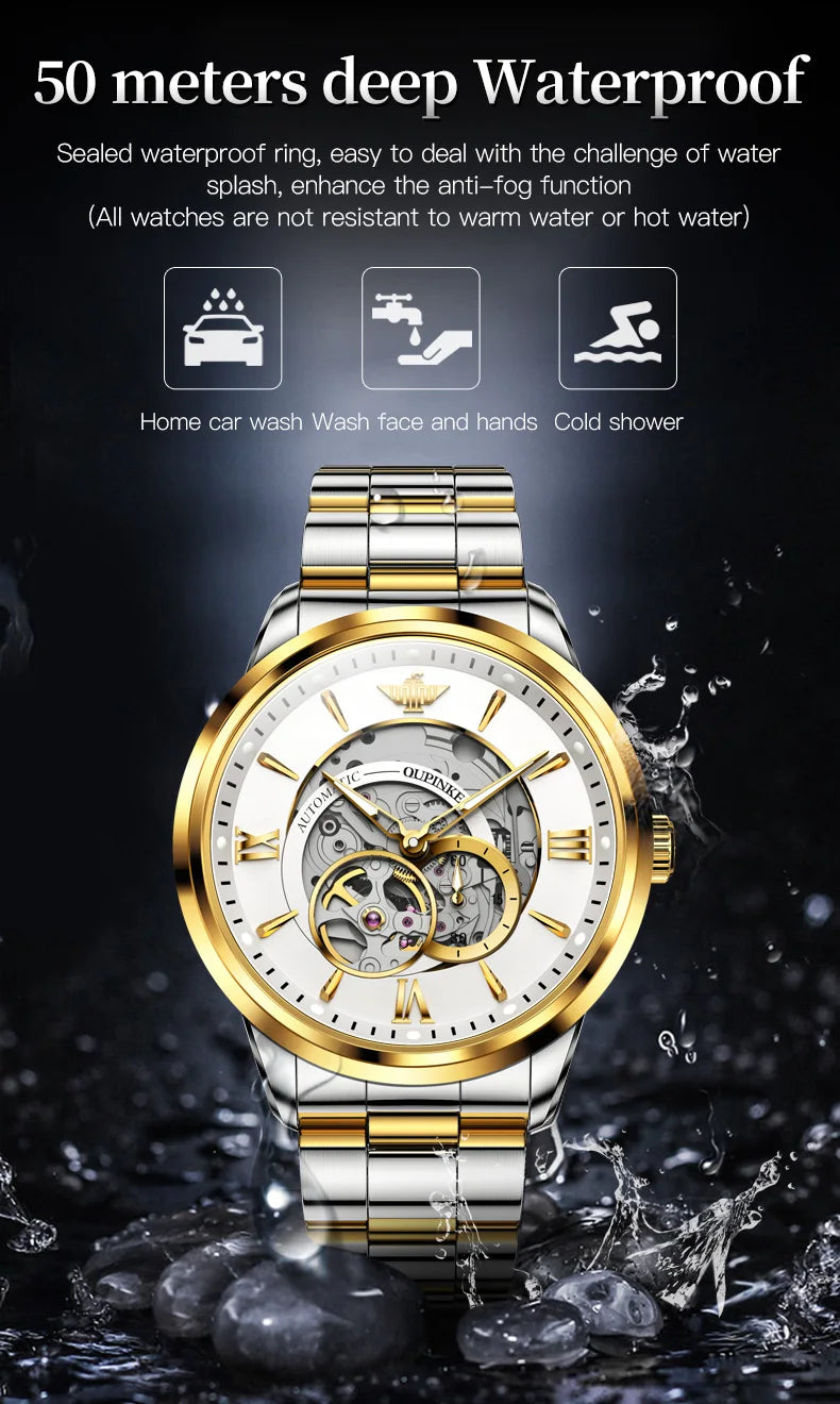 OUPINKE TOP Brand Japanese Imported Automatic Movement Watch for Men Waterproof Timing code Luxury Roman Scale Wristwatches
