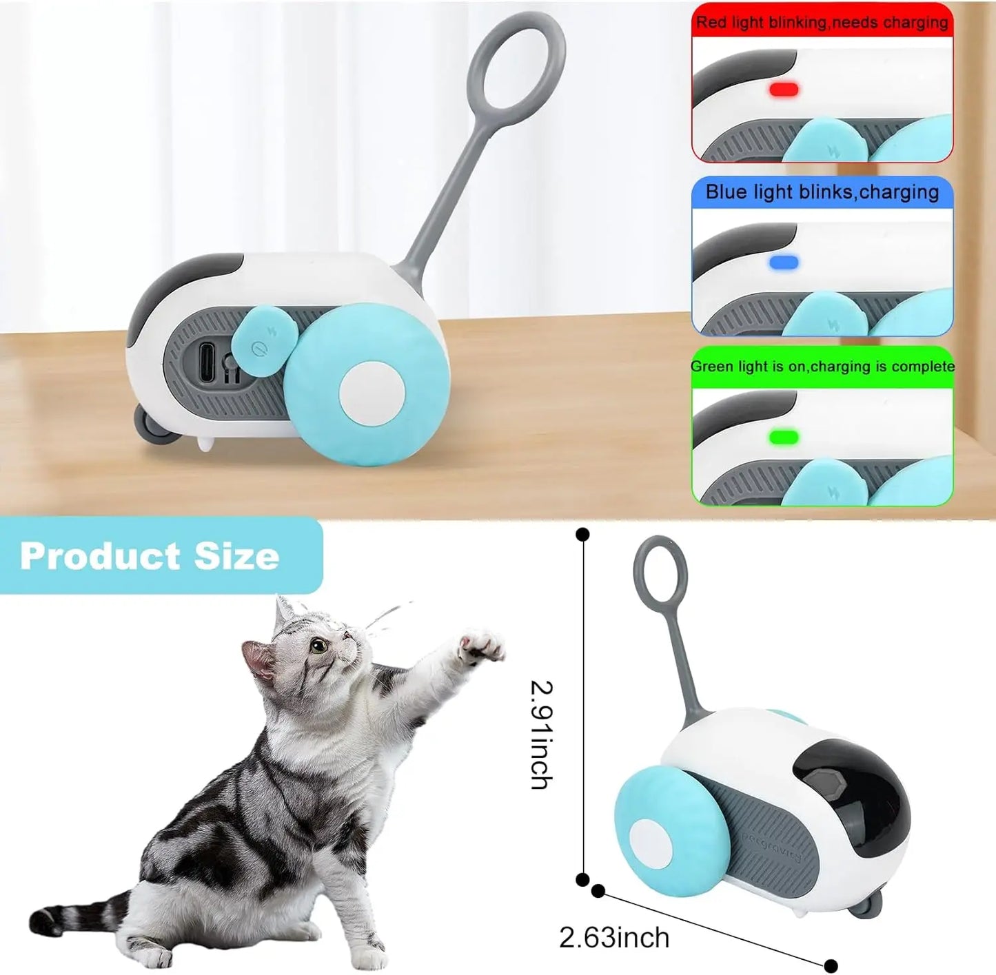 Smart Cat Toy 2 Modes Automatic Moving Remote Controlled