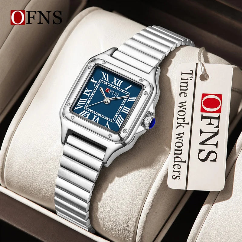 OFNS 2025 New 1516 Square Couple Quartz Watch 3ATM Waterproof Mineral Glass Roman Scale Simple Fashion Watch for Men and Women