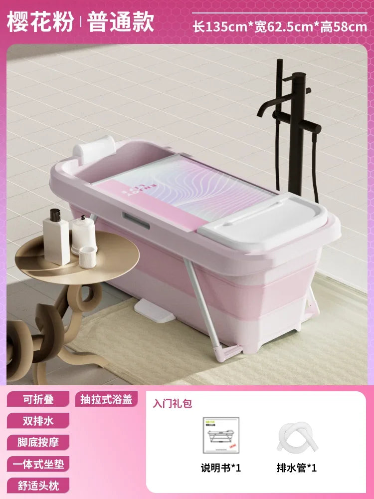 Folding Intelligent Bathtubs Adult Bath Bucket Household Full-body Sweat Steam Sauna Spa Dual-use Thickened Plastic Bath Barrel