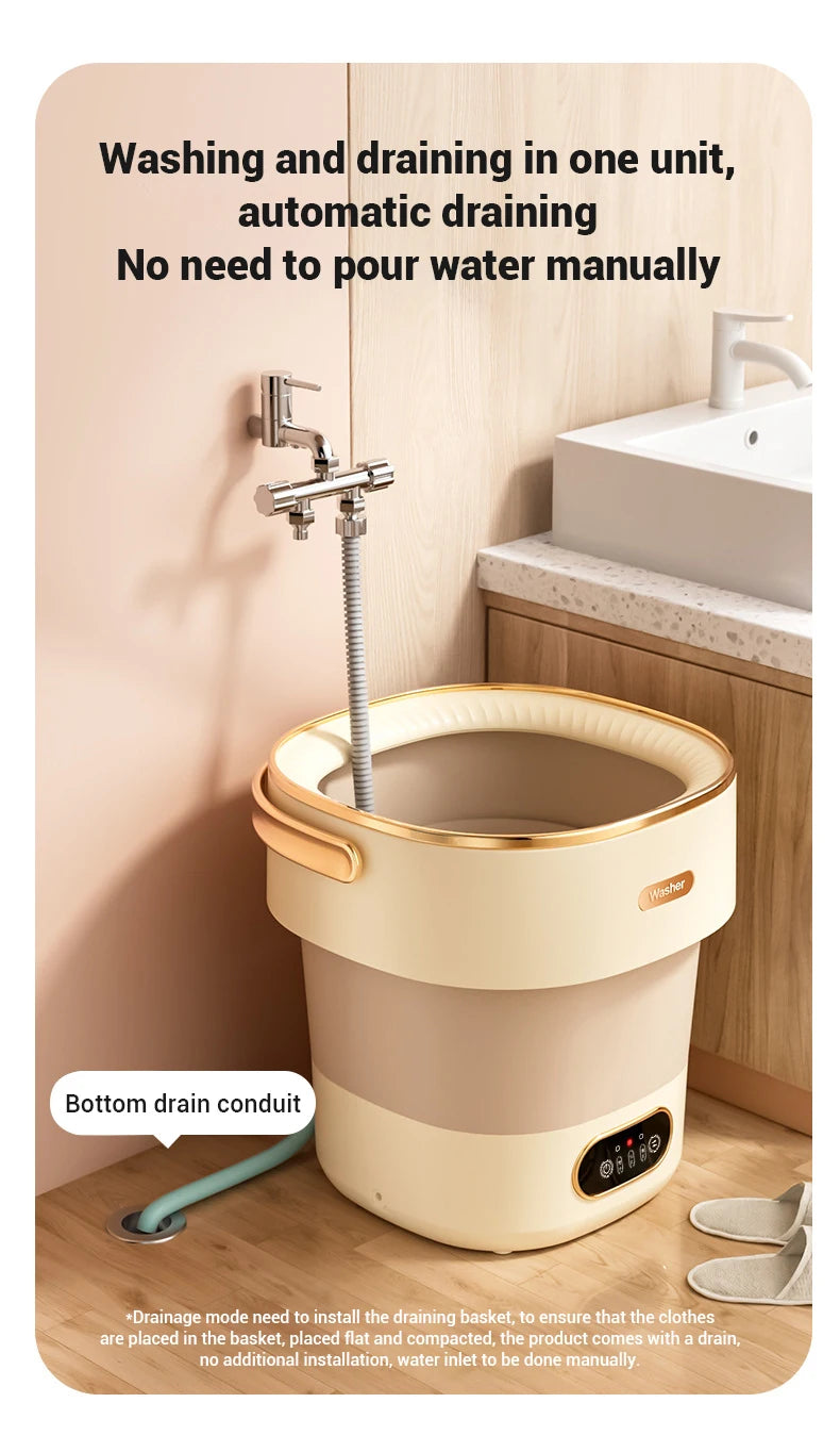 13L Portable Foldable Washing Machine with Spin Dryer for Socks Underwear Panties Washer Home Large Capacity Washing Machine