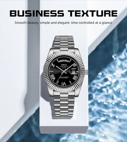 NIBOSI New Men Watch Brand Luxury Fashion Quartz Wristwatch Male Stainless Steel Waterproof Calendar Business Watches For Men