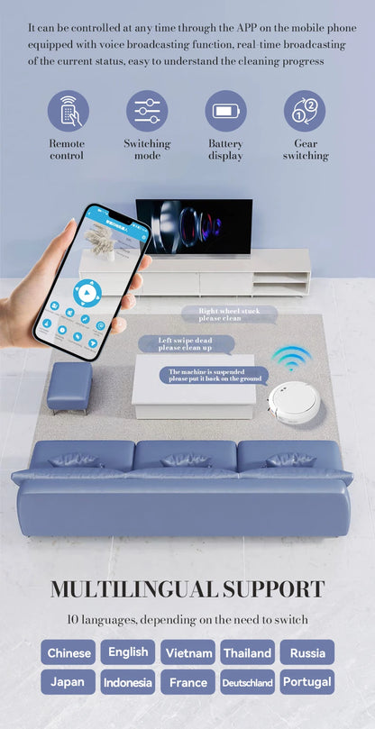 Intelligent Sweeping Robot Large Water Tank Mobile App Remote Control Planning And Cleaning Line Low Noise 2000 Pa Large Suction