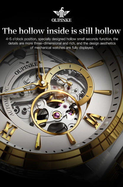 OUPINKE TOP Brand Japanese Imported Automatic Movement Watch for Men Waterproof Timing code Luxury Roman Scale Wristwatches
