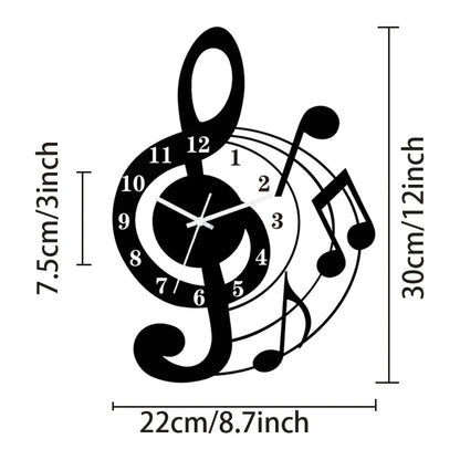 Music Note Acrylic Wall Clock | Silent Decorative Wall Clock for Living Room, Bedroom & Classroom