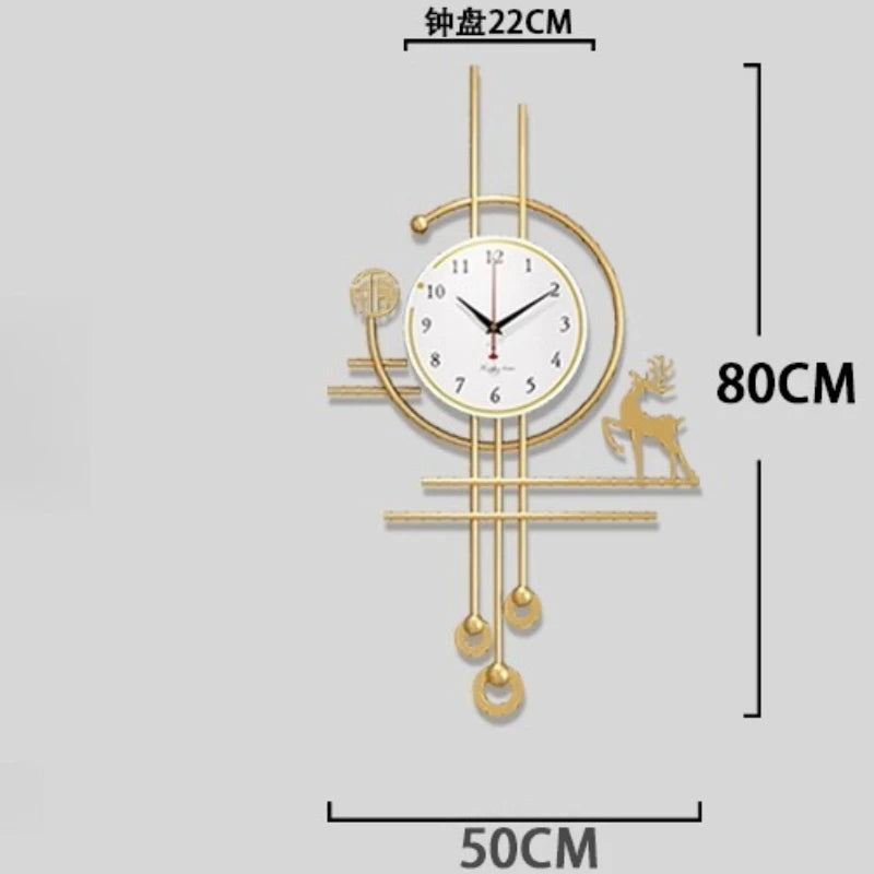 European Luxury Pendulum Wall Clock | Classic Luminous Hanging Clock in Gold for Elegant Home Decoration