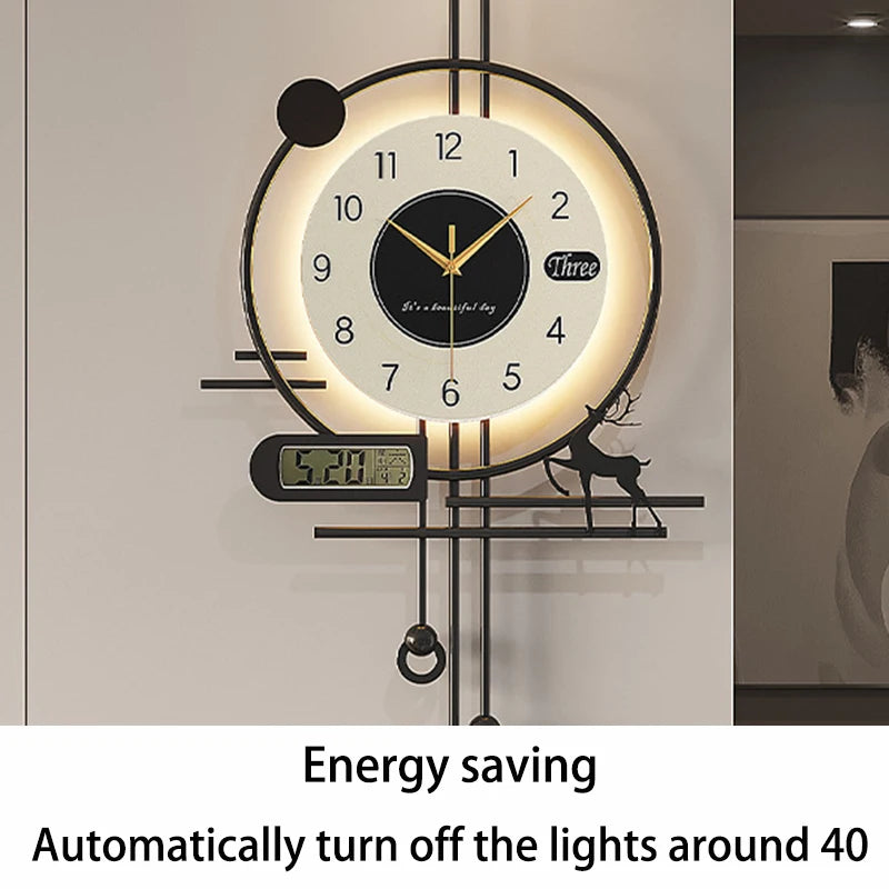 Minimalist Luxury Wall Clock | Silent Modern Calendar Clock for Living Room & Home Decoration Accessories