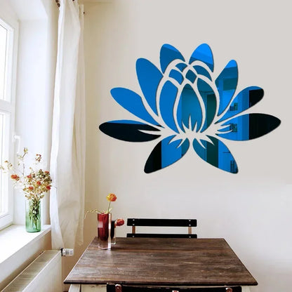 Lotus 3D Acrylic Mirror Wall Sticker | Reflective Home Decoration for Living Room, Bedroom & Office