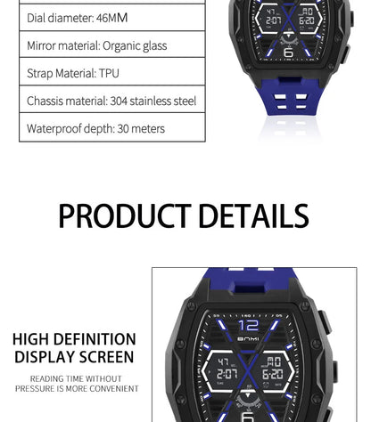 Multifunctional Sports Watches For Men Outdoor Waterproof Alarm Clock LED Digital Luminous Display Students Electronic Watch