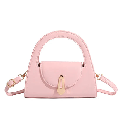 Ladies Flap Top-Handle Bags Versatile Commuter Crossbody Bag Fashion Retro Mini Bags Women Lock Shoulder Semi-circular Handbags