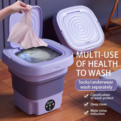 8L Folding Washing Machine Bucket for Clothes Socks Underwear Cleaning Washer Portable Small Travel Washing Machine EU/US Plug