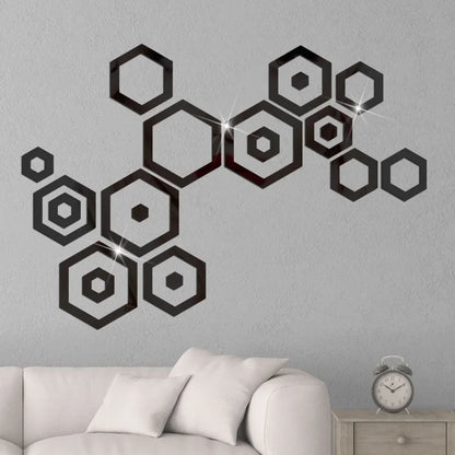24Pcs Hexagon 3D Mirror Wall Stickers | Self-Adhesive Waterproof Honeycomb Design for Bedroom & Home Decoration
