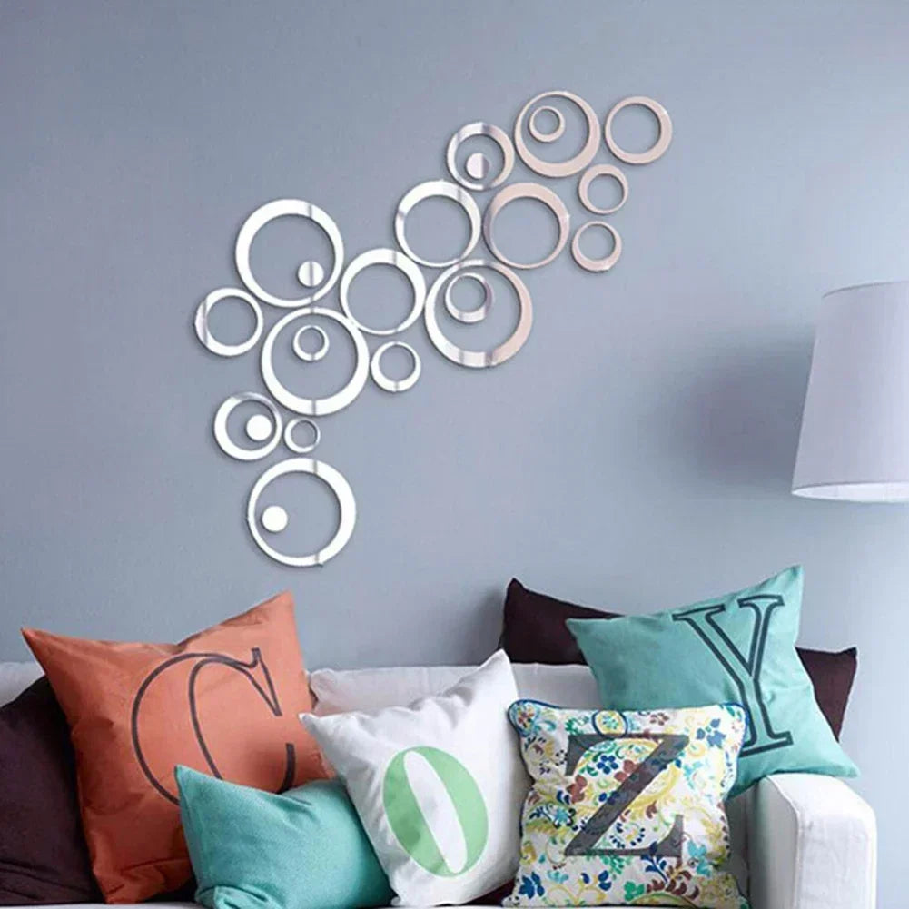 24Pcs 3D Acrylic Round Mirror Wall Stickers | Removable DIY Home Decoration for Living Room & Bedroom