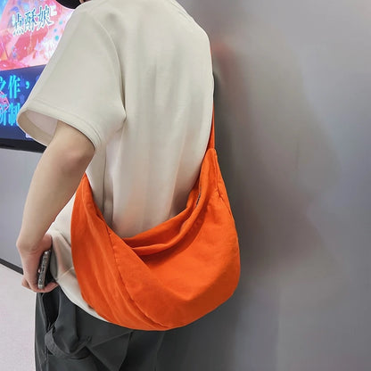 Solid Color Canvas Female Crossbody Bags For Women Large Capacity Shopping Messenger Bag Student Shoulder Bag Unisex School Bag