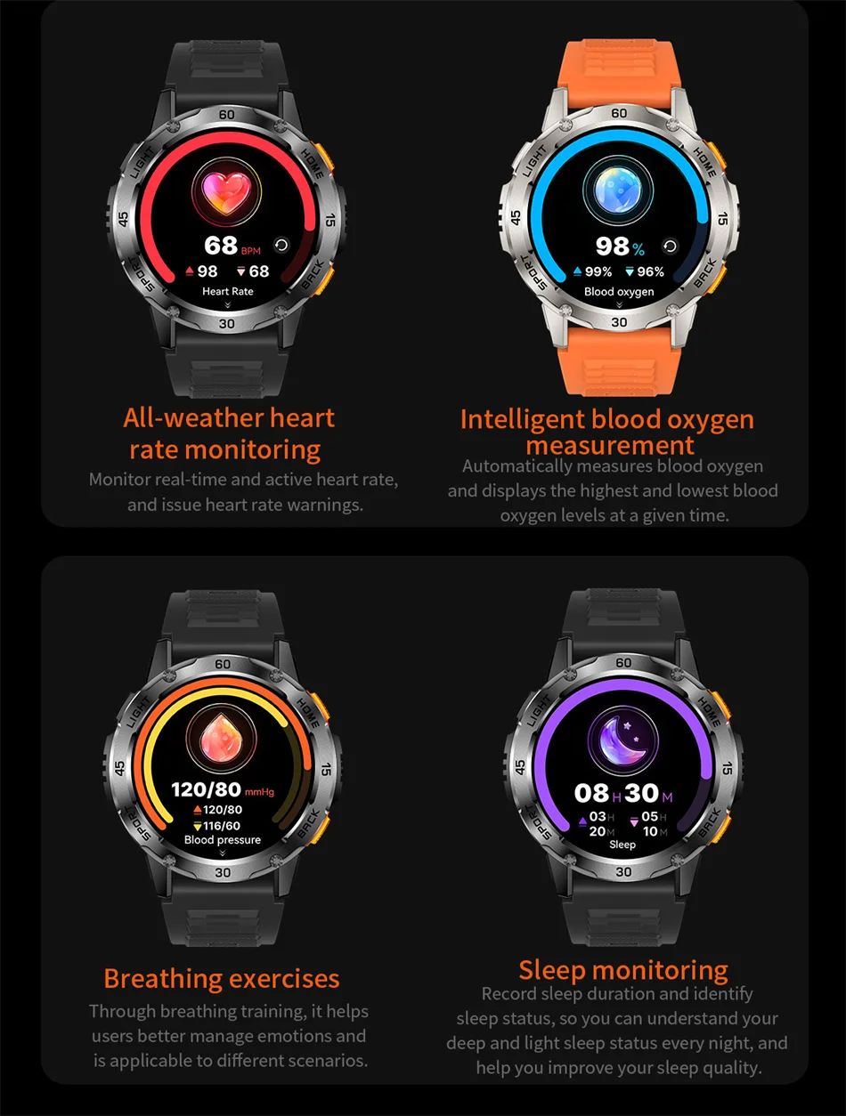 5ATM LED Flashlight Smart Watch Men 100+ Sports Modes Health Monitor Man Watches Bluetooth Call Men Smartwatches For Android ios