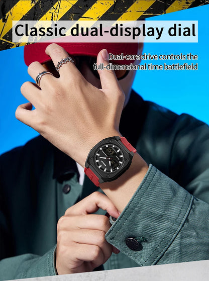 SANDA Quartz Watches for Men's Luxury Military Sport Chronograph Waterproof LED Dual Display Electronic Man Watches Reloj Hombre