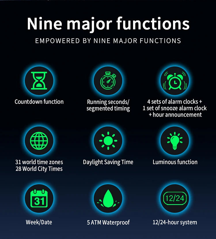 SANDA Quartz Watches for Men's Luxury Military Sport Chronograph Waterproof LED Dual Display Electronic Man Watches Reloj Hombre