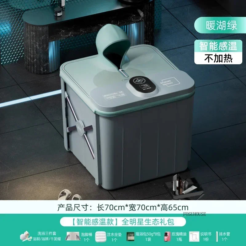 Villa Automatic Heating Folding Bath Bucket Full Body Sweat Steam Bath Barrel Constant Temperature Thickening Portable Bathtub H