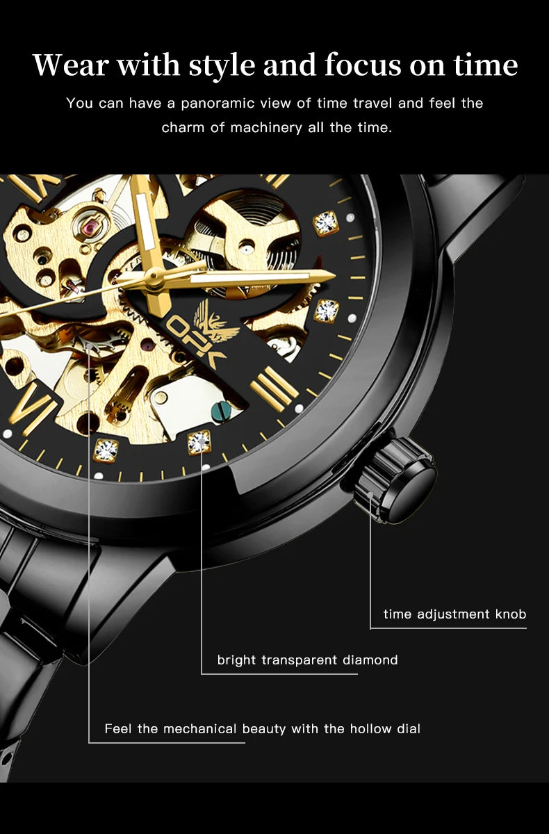 OPK 8165 Mens Watch Original Fashion Brand Luxury Watch Hollowing Watches For Men Waterproof Automatic Watch Mens Gifts Freebie