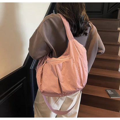 Summer New Large Capacity Crossbody Bag Nylon Fashionable Single Shoulder Handbag Women's Casual Tote Bag