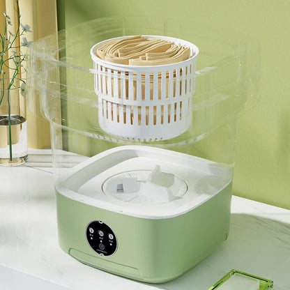 6L/11L Foldable Portable Washing Machine with Spin Dryer | Ultrasonic Mini Washer for Clothes, Underwear & Travel Use