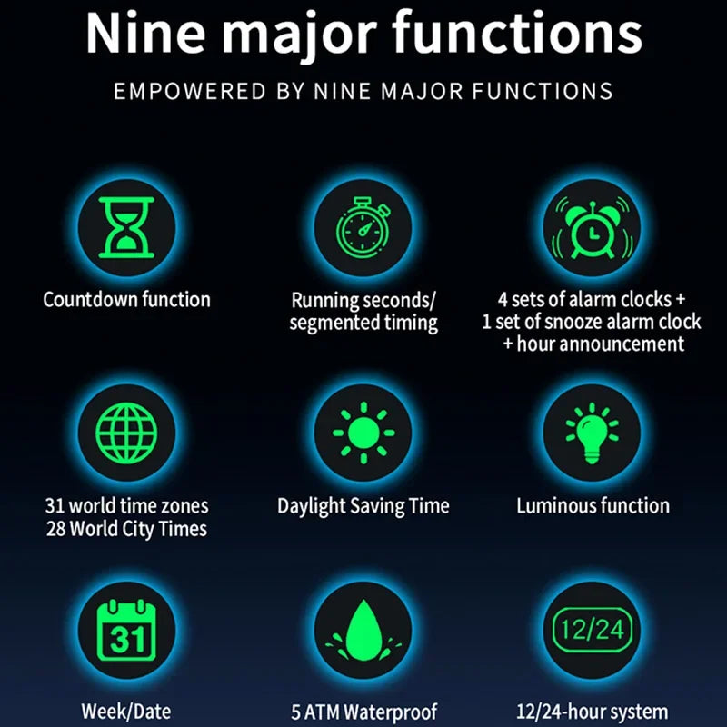 SANDA Quartz Watches for Men's Luxury Military Sport Chronograph Waterproof LED Dual Display Electronic Man Watches Reloj Hombre