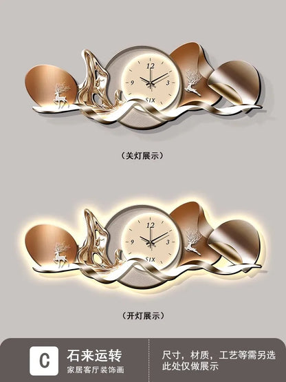 Luxury Art Mural Wall Clock | Silent Minimalist Nordic Design Clock for Home, Living Room & Restaurant Decor