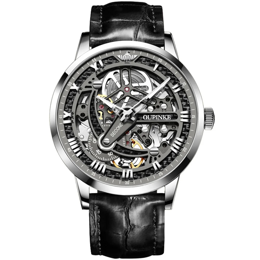 OUPINKE 3173 Men's Full Gold Watch Fully hollow out Waterproof top-level luxury automatic mechanical watch