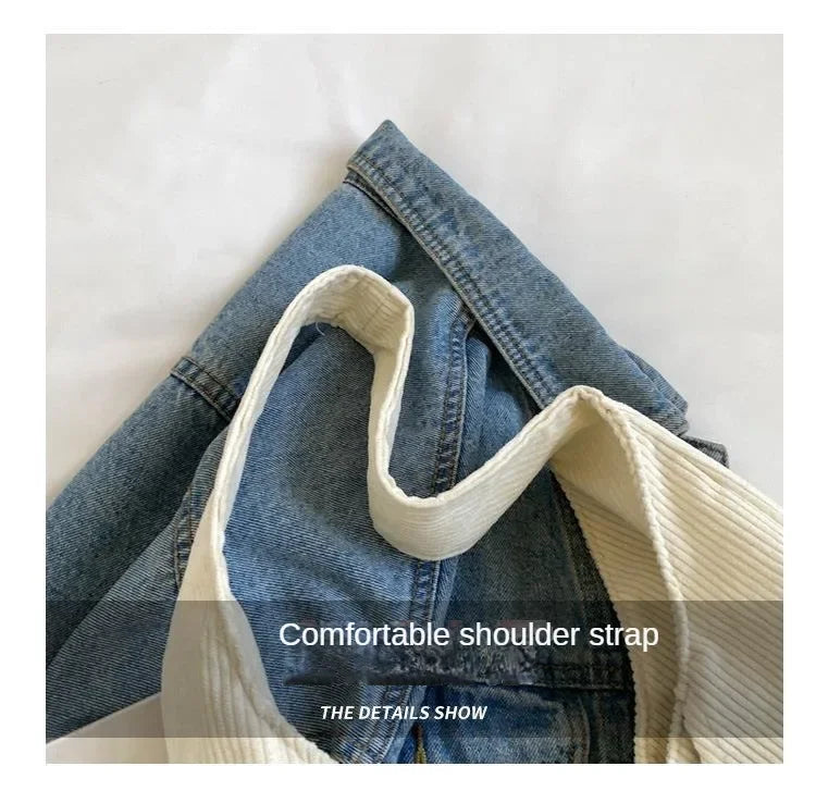 Canvas Shoulder Women's Tote Bag Corduroy Simple Casual Large Capacity Designer Handbags For Women Travel Solid Shopper Bag