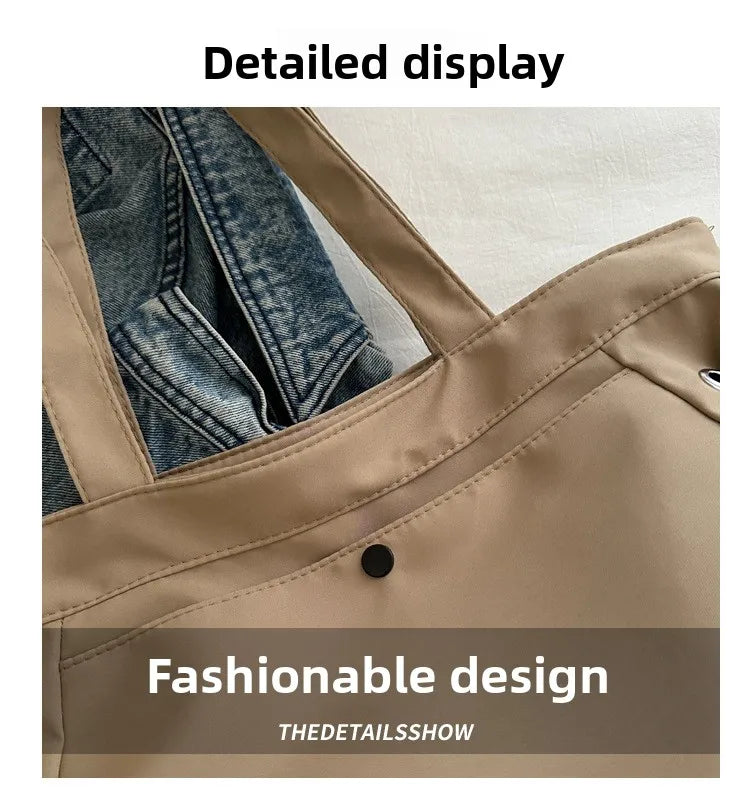 Casual Fashion Large Capacity Tote Bag Simple Travel Bag Women Large Shoulder Bag Aesthetic Handbags Drawstring Tote Handbag