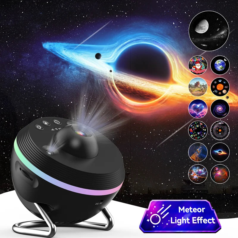 12-in-1 Galaxy Star Projector | Ultra-Clear Meteor Night Light & Planetarium Lamp for Kids Bedroom & Gifts