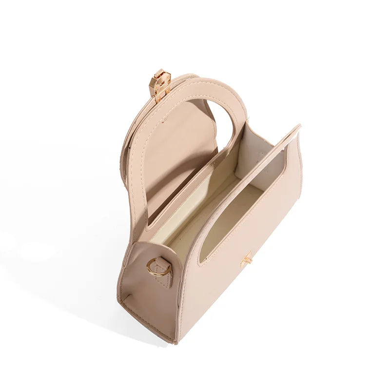 Ladies Flap Top-Handle Bags Versatile Commuter Crossbody Bag Fashion Retro Mini Bags Women Lock Shoulder Semi-circular Handbags