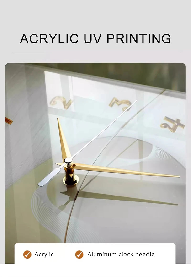 Mountain Pattern Double-Sided Wall Clock | Silent Acrylic Pointer Clock for Modern Living Room & Home Decor