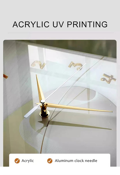 Mountain Pattern Double-Sided Wall Clock | Silent Acrylic Pointer Clock for Modern Living Room & Home Decor