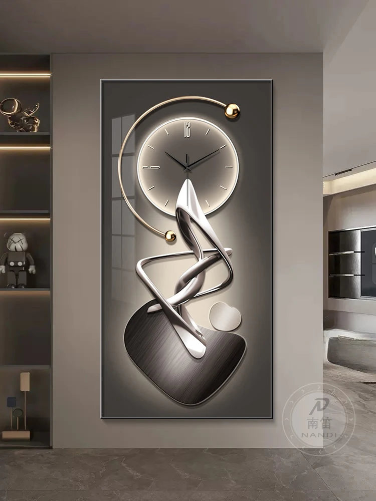 Modern Abstract Wall Clock | Silent Digital Hanging Clock for Living Room, Entrance & Corridor Wall Decoration