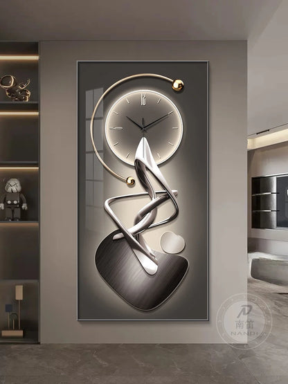 Modern Abstract Wall Clock | Silent Digital Hanging Clock for Living Room, Entrance & Corridor Wall Decoration